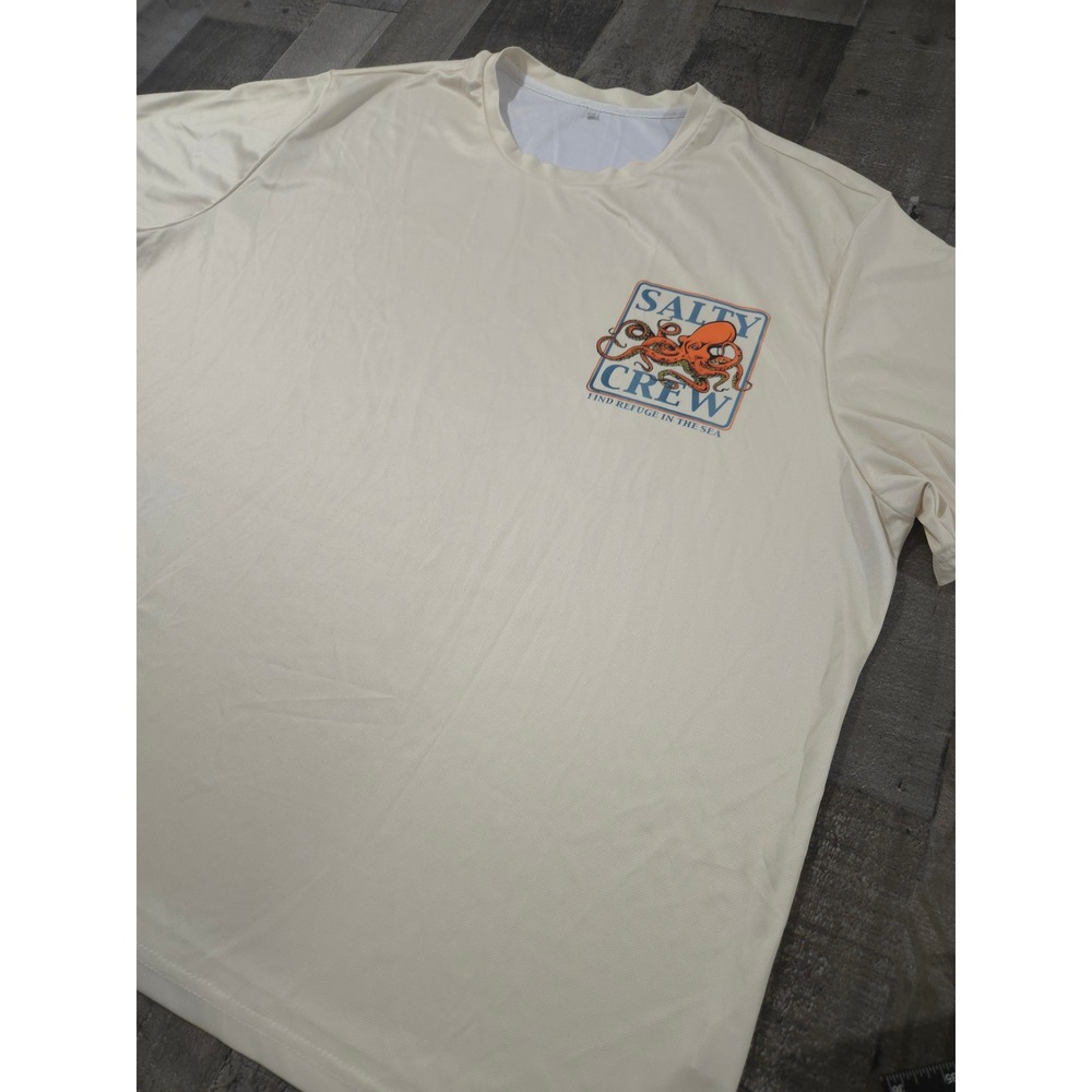 Salty Crew Ink Slinger‎ Sun Shirt Cream Performance Fishing Men's Size 6XL B & T